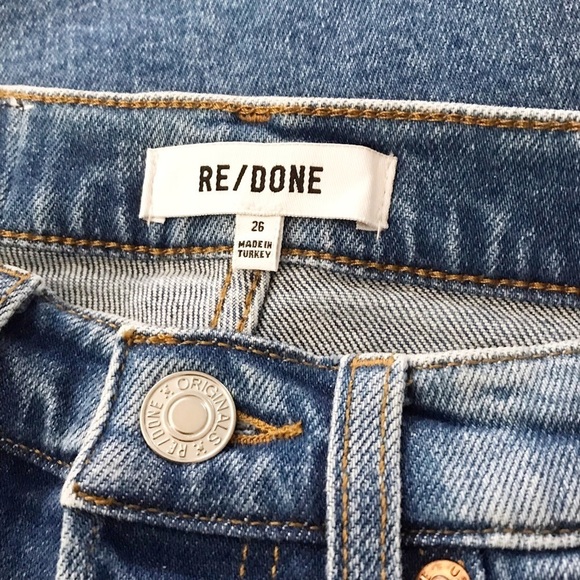 RE/DONE 90s High Rise Ankle Crop Jeans in Monies with Hole Size 26 NWT - Picture 6 of 6